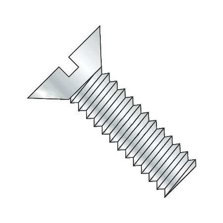 Newport Fasteners #8-32 x 3/8 in Slotted Flat Machine Screw, Zinc Plated Steel, 14000 PK 600707-14000